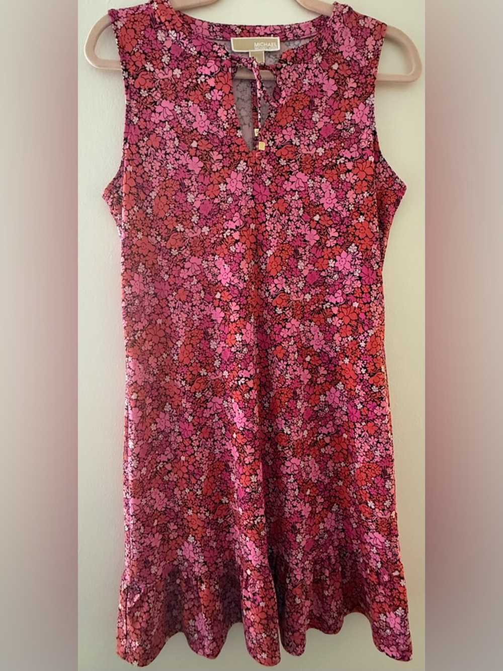 MICHAEL Michael Kors Fuchsia & Red Floral Keyhole Sleeveless Dress